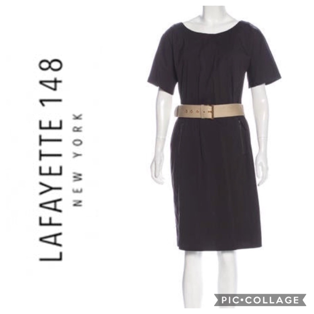 Lafayette 148 Brown Belted Sheath Dress 6 Women’s